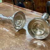Pair of silver-plated metal candlesticks from the early 20th century