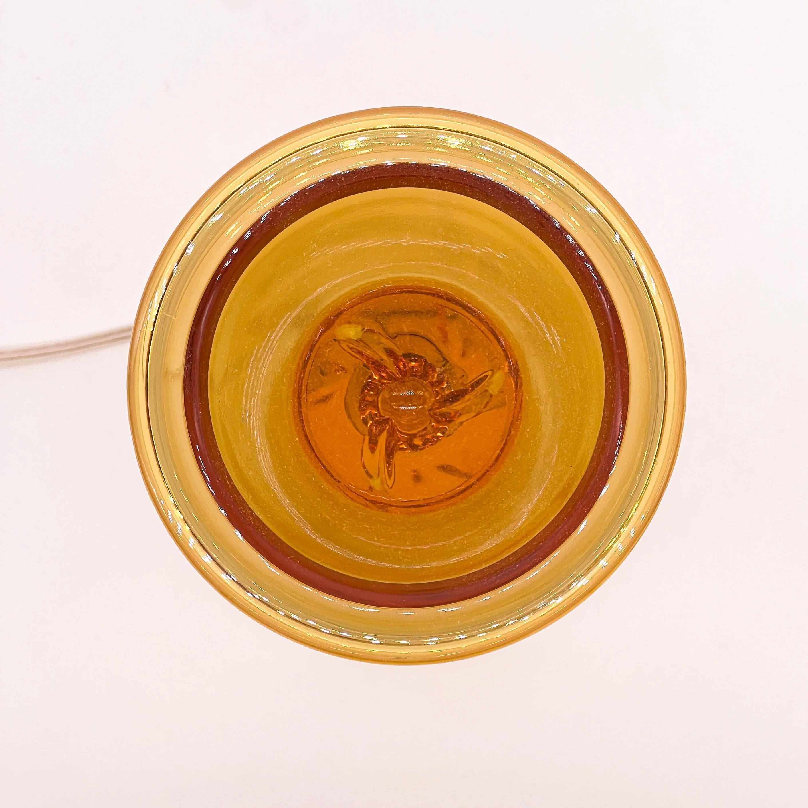 Vintage Oluce Nerolia Table Lamp in Clear and Orange Glass, Italian Design