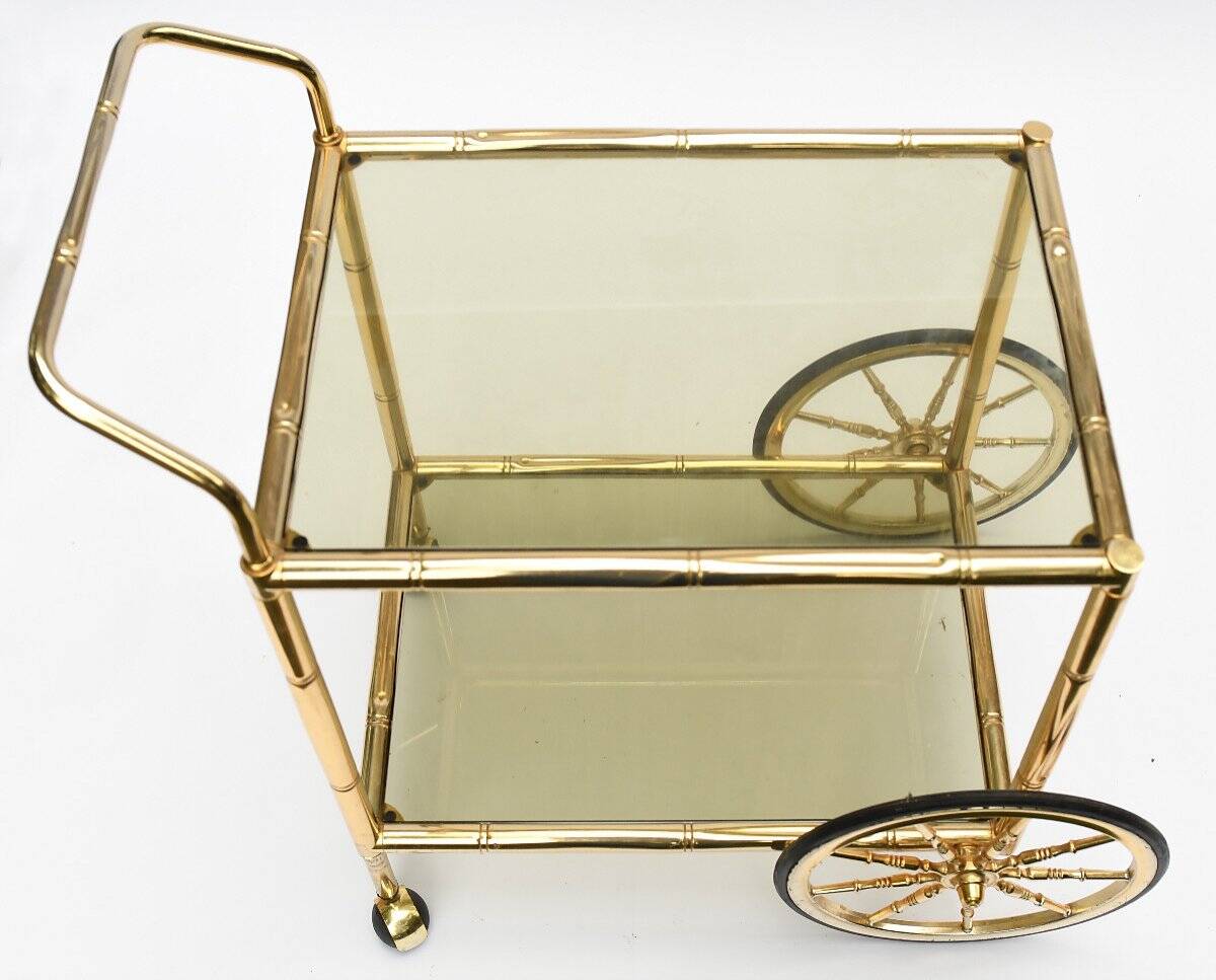 Vintage bamboo style trolley on wheels