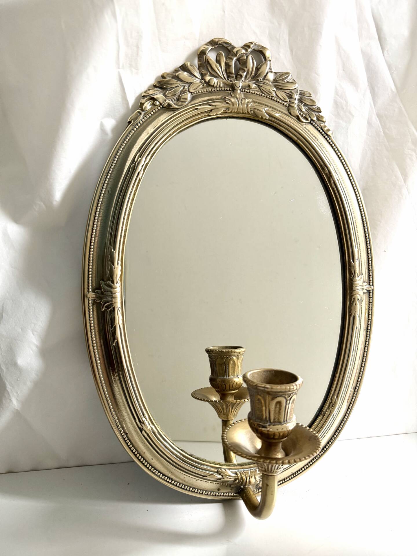 Grand porte-bougie mural vintage en miroir