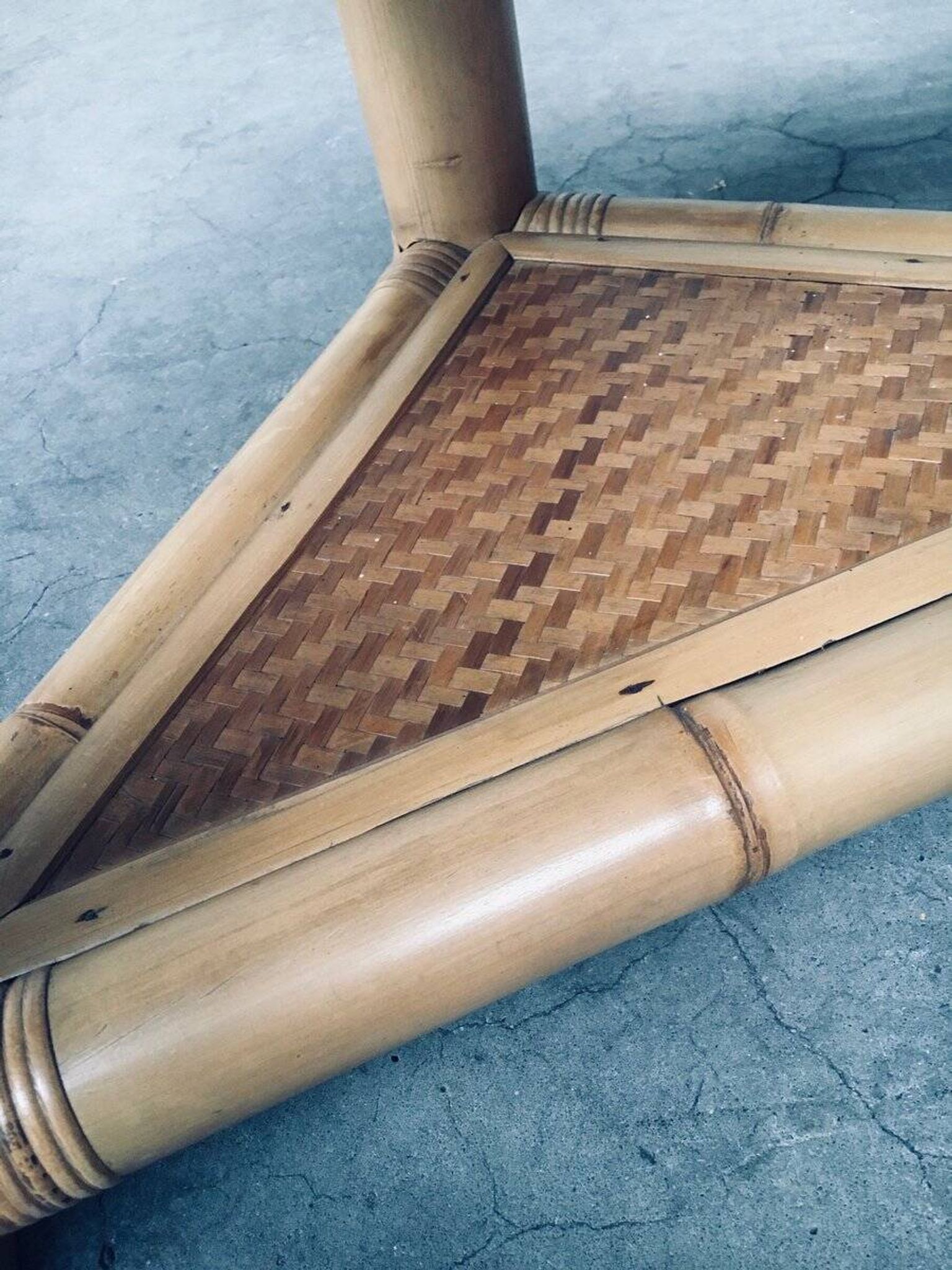 Handcrafted Bamboo Corner Table Set, 1970s, Set of 2