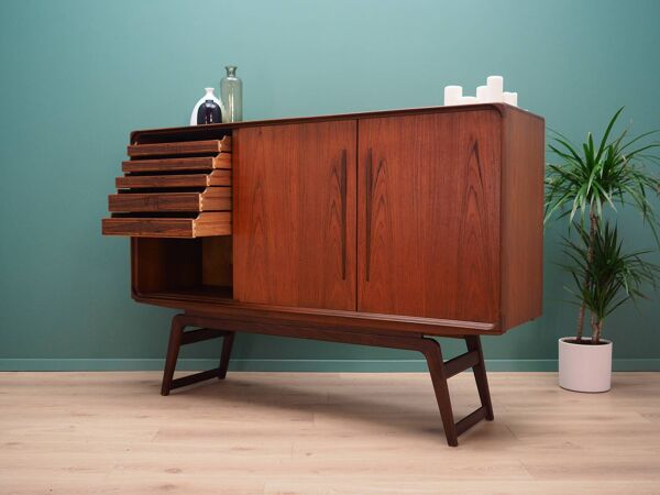 Buffet haut en teck, design danois, années 1960