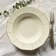 Hollow serving dish in old Badonviller earthenware, off-white and vintage gold, tableware