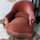 Fauteuil crapaud velours rose