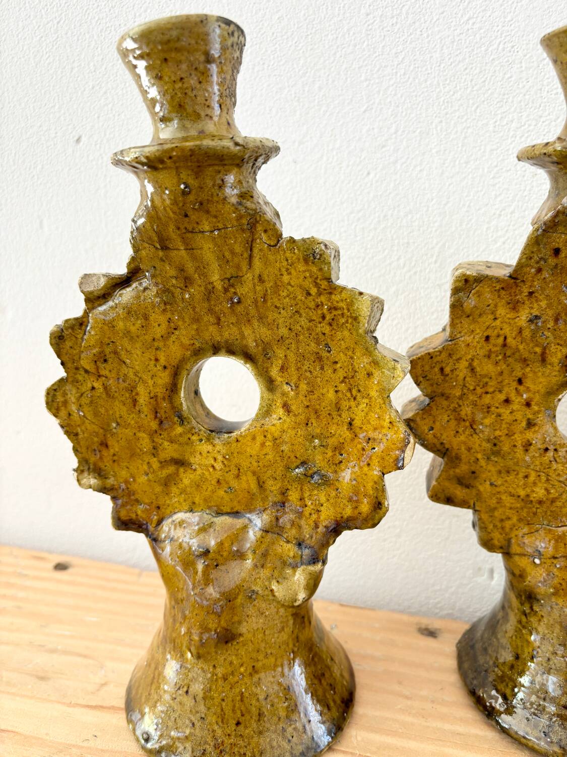 Yellow terracotta candle holder