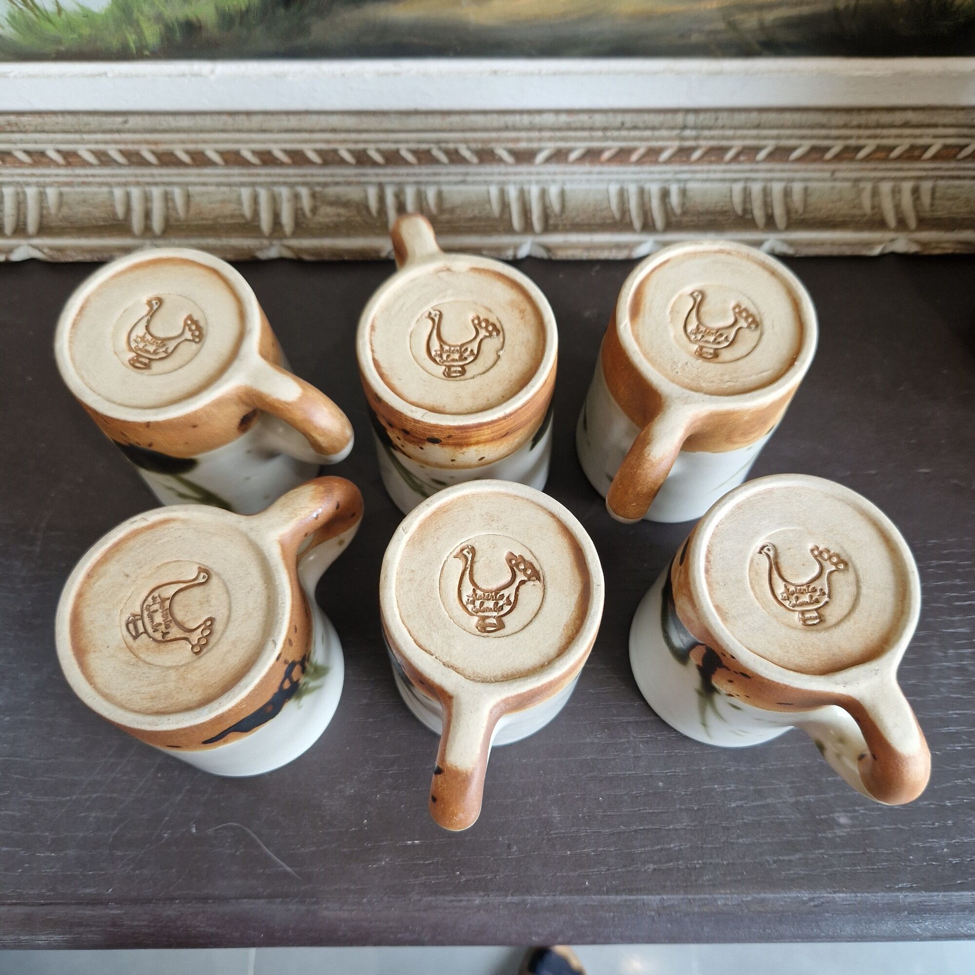 Set of 6 mugs in stoneware workshop of the dove 50s