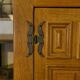 2-door, 2-drawer wardrobe in solid oak and wrought iron, rustic style, 1960s