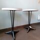 Pair of round vintage bistro tables, pedestal table