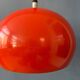 Large vintage red metal pendant light in Space Age style