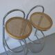 2 tubular chrome and cane bar stools | 1970s