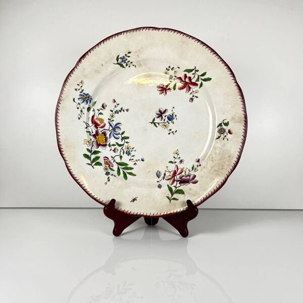 Plat rond patiné modèle Strasbourg, Sarreguemines, 1880-1918