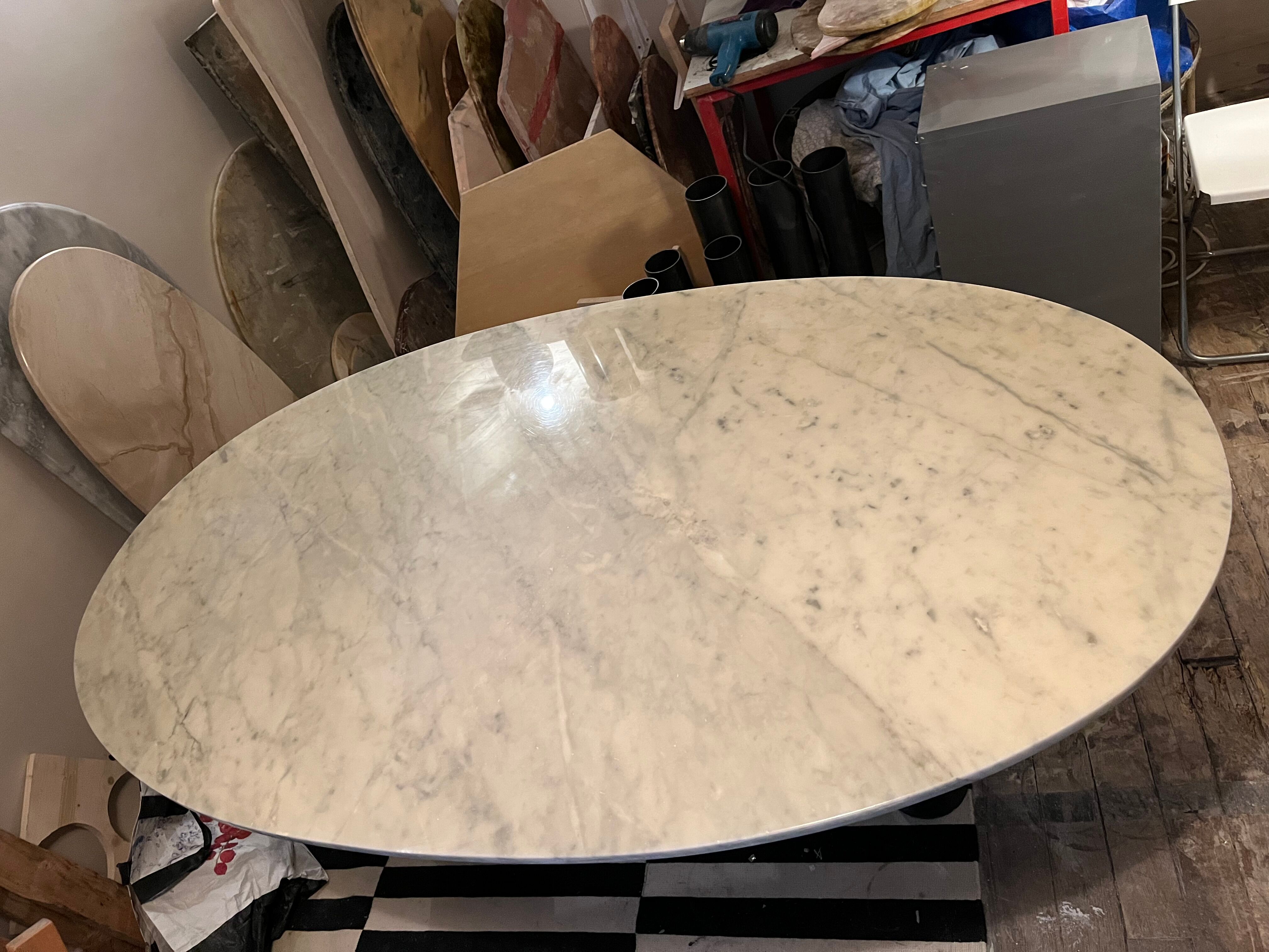 Marble dining table and steel legs