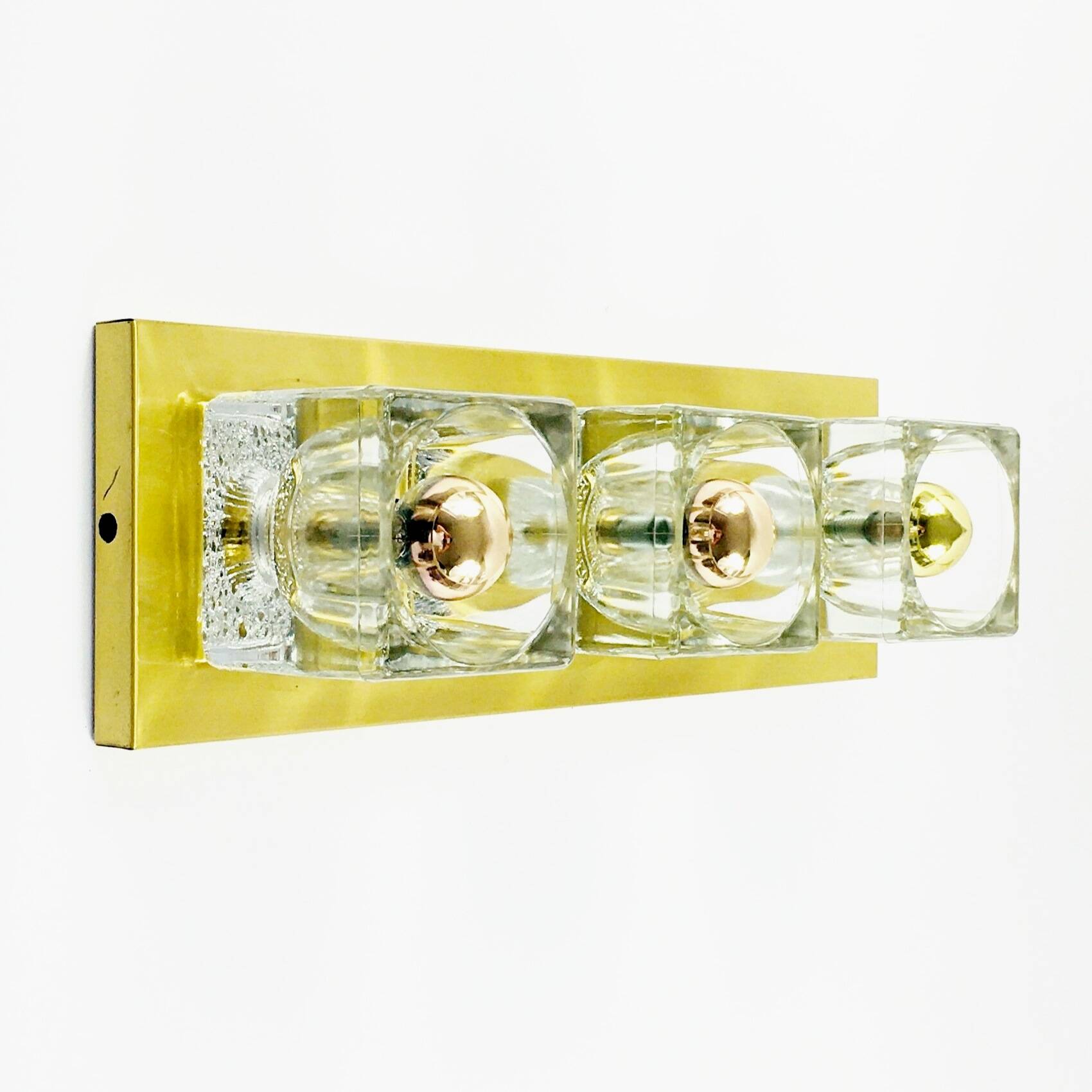 Pair of Large Crystal Glass & Brass Wall Lights/Sconces from Peill & Putzler, Germany, 1970s