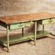 Old workbench kitchen island steel with wood