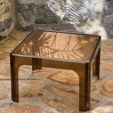 Table basse 1970 plexi translucide marron