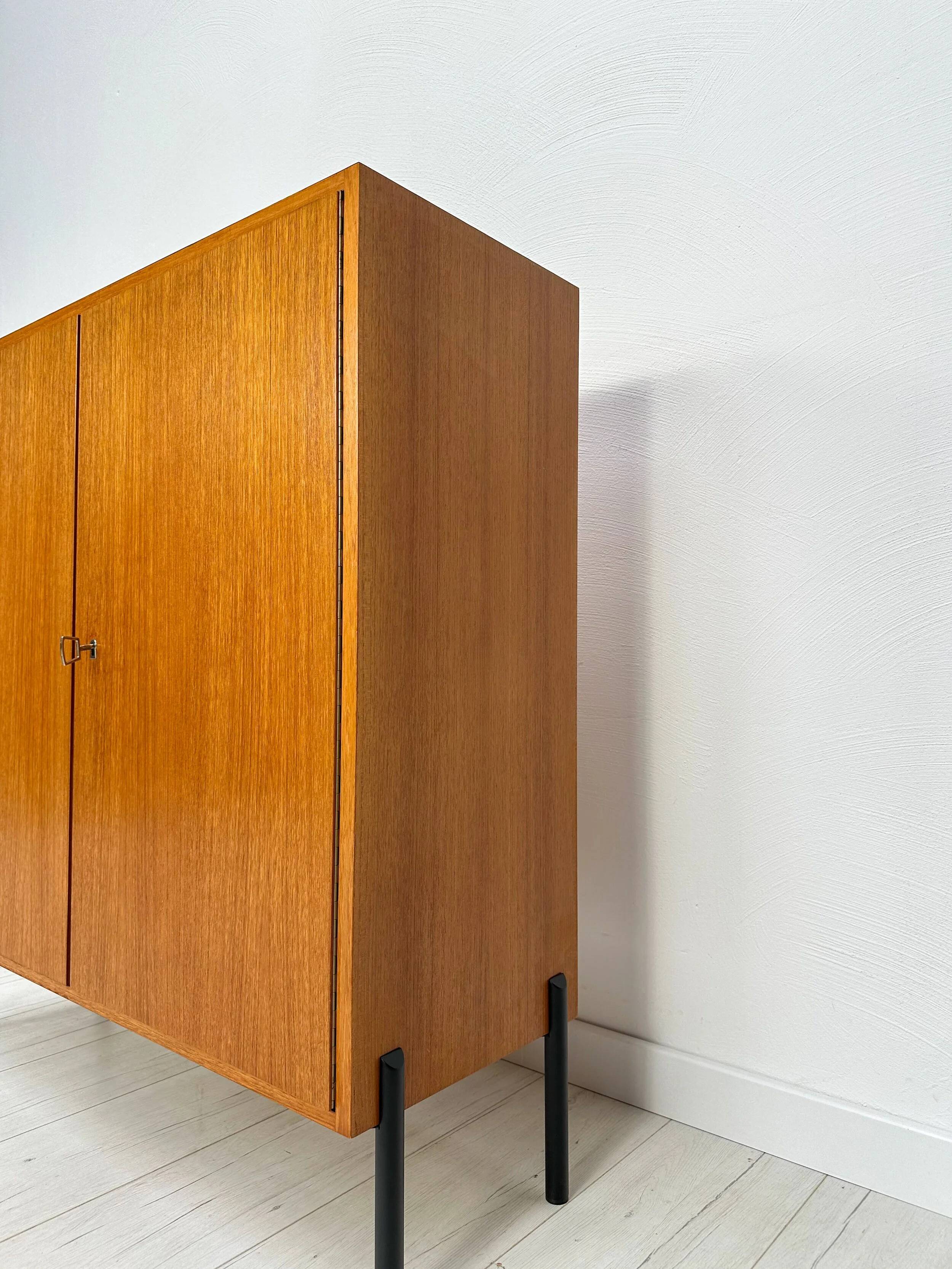 1960s Small Vintage Teak Cabinet with Metal Legs