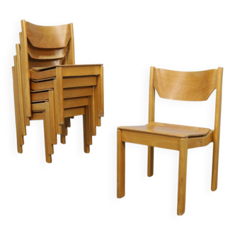 Set of 6 Dining Chairs, 1970s
