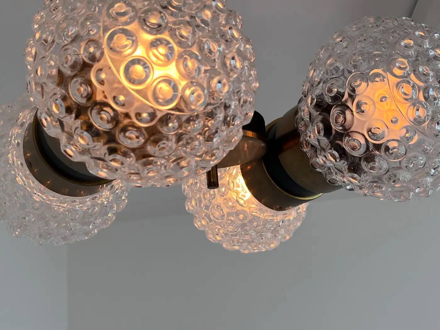 Mid-century glass and brass pendant by Napako, 1960s
