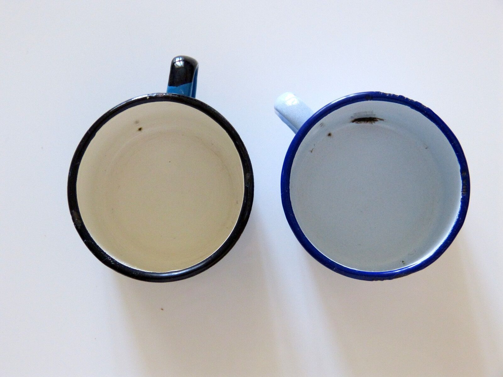 2 vintage 60 ' s sheet metal mugs