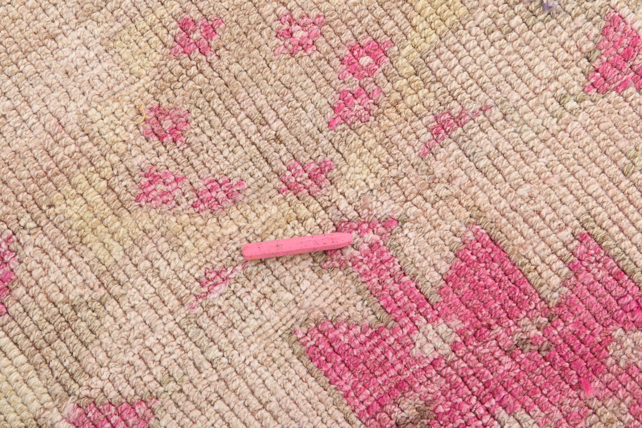 3x13 Rug For Kitchen Pink Beige Herki Vintage Runner Rug, 79x402Cm SK 4146