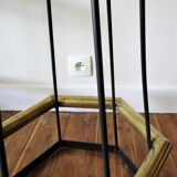 Five brass bar stools and vintage black metal 80s