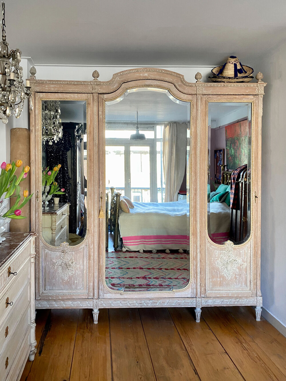 Louis XVI style mirror armoire