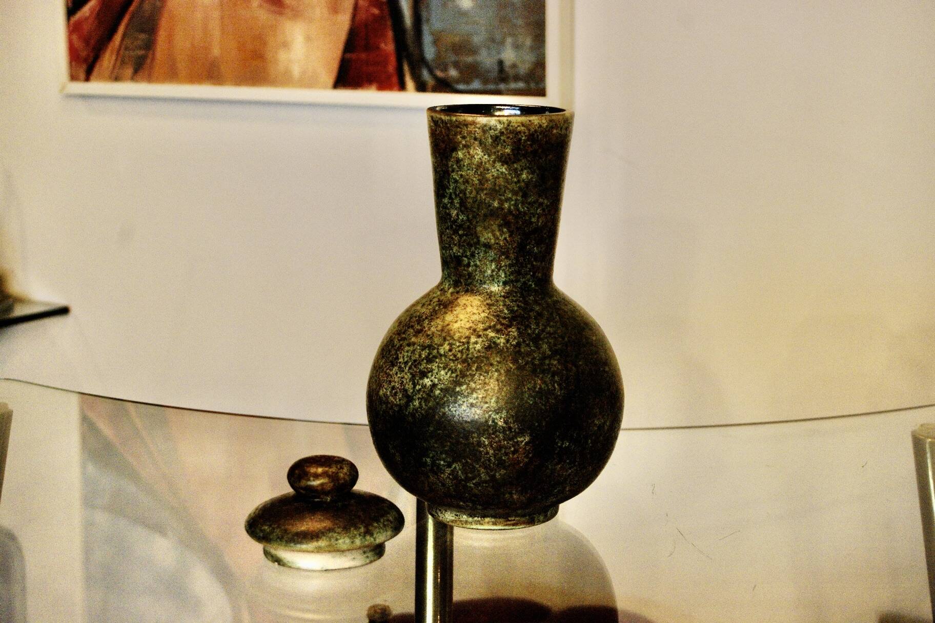 Vintage ceramic covered vase 1950