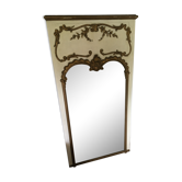 Trumeau style Louis XV XVIIIe miroir biseauté blanc ivoire dorure