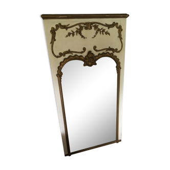Trumeau style Louis XV 18th-century mirror bevelled white ivory gilding