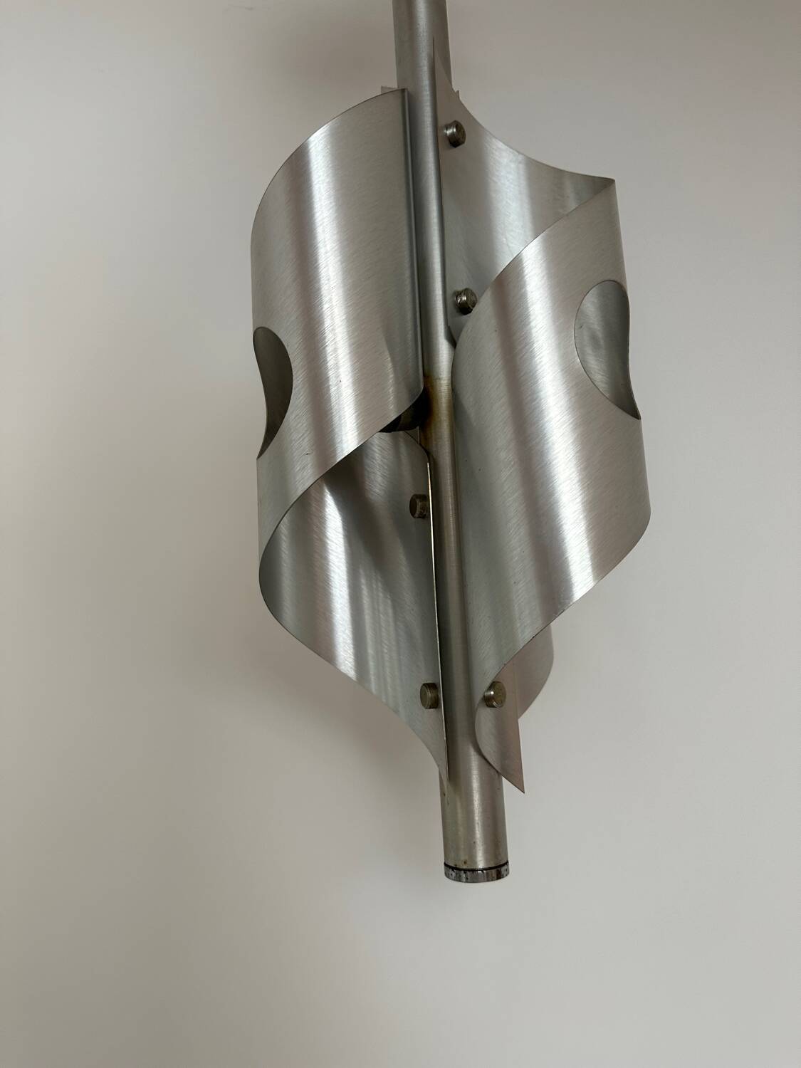 Suspension, brushed aluminum chandelier, Space Age style 1970s