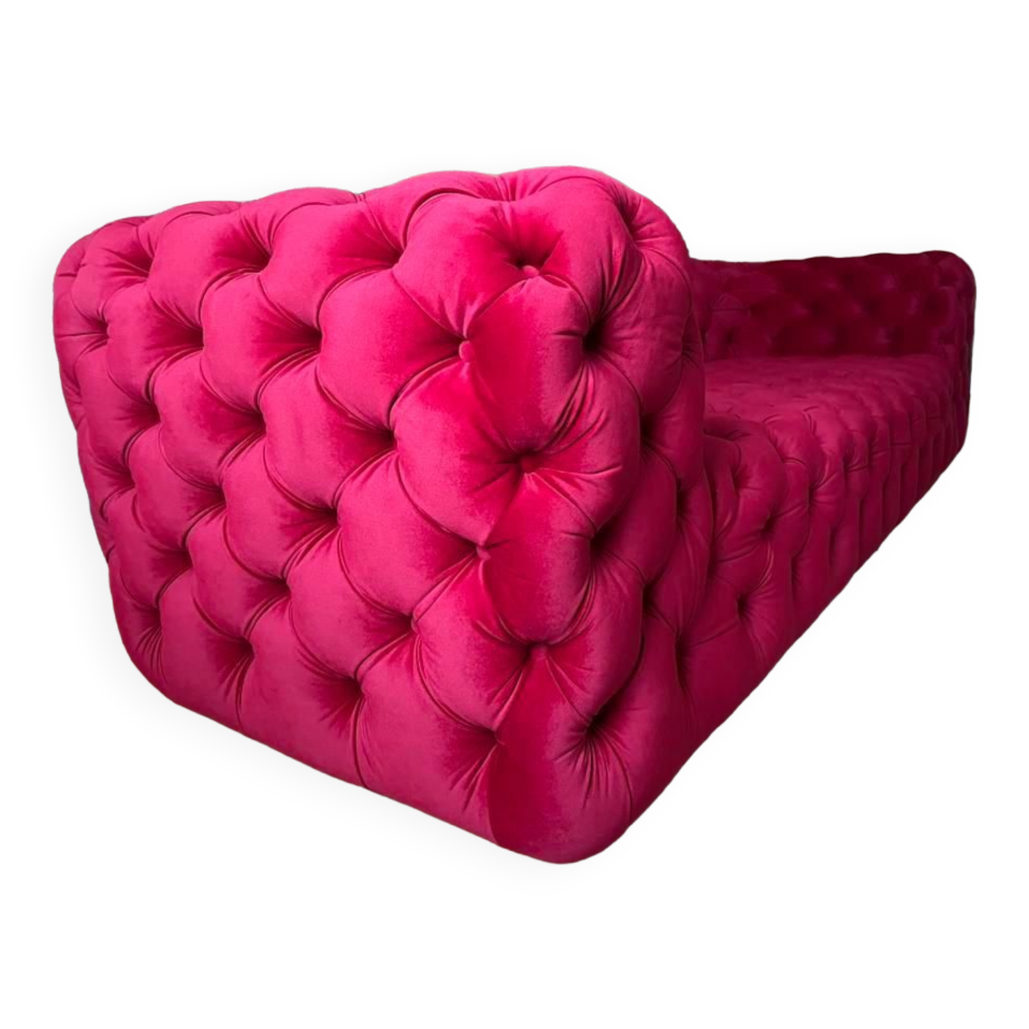 Seat / sofa / bank chesterfield wine red velvet retro