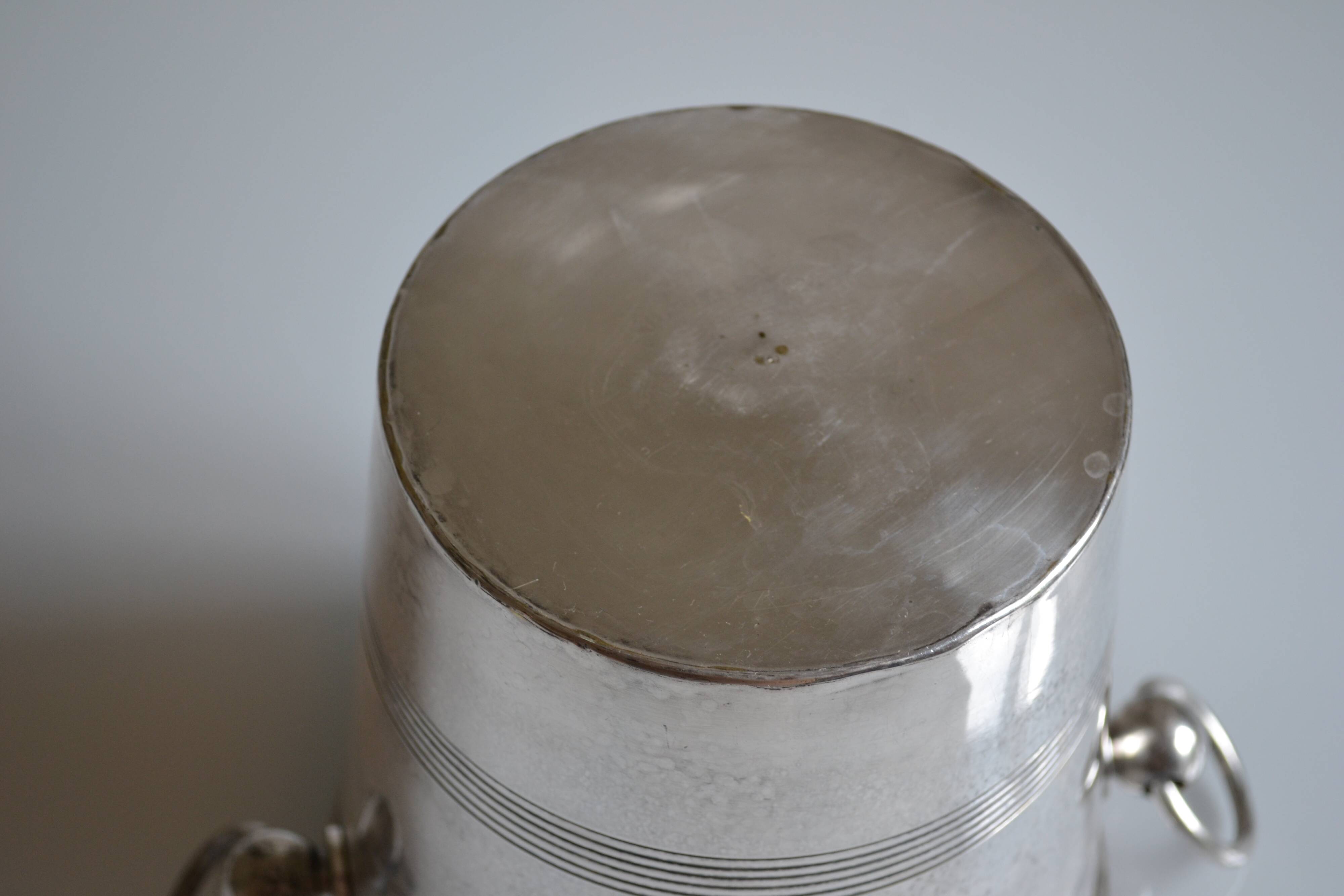 Vintage ice or champagne bucket in silver metal