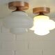 Set of 2 Vintage Milk Glass Sconces - Mid Century Modern Copper Flush Mount
