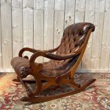 Rocking-chair Chesterfileld en cuir