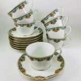 8 Balleroy & Cie Cherry Pattern Tea Cups and Saucers