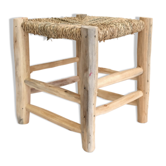 Tabouret minimaliste en bois et corde