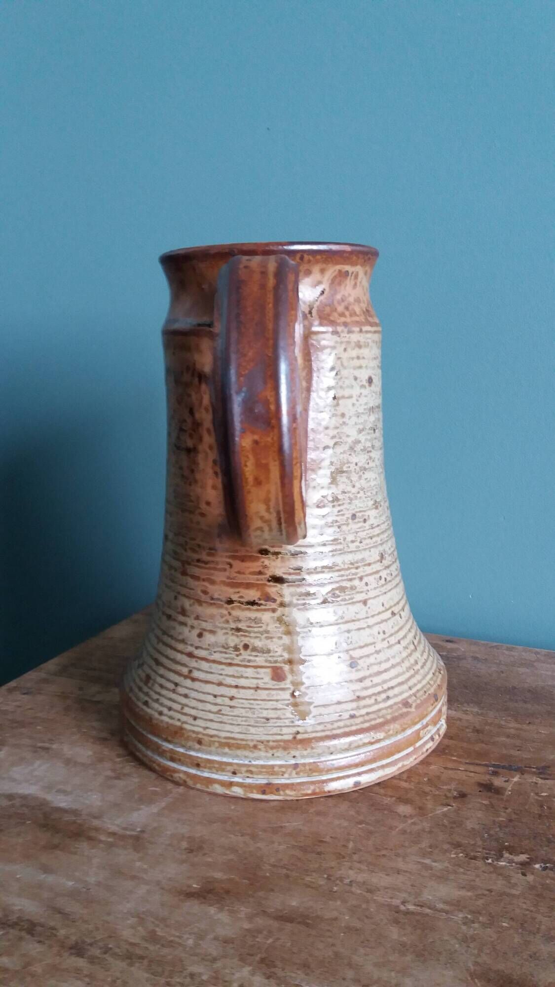Stoneware pitcher from Puisaye signed by Jean-Pierre Prud’homme.