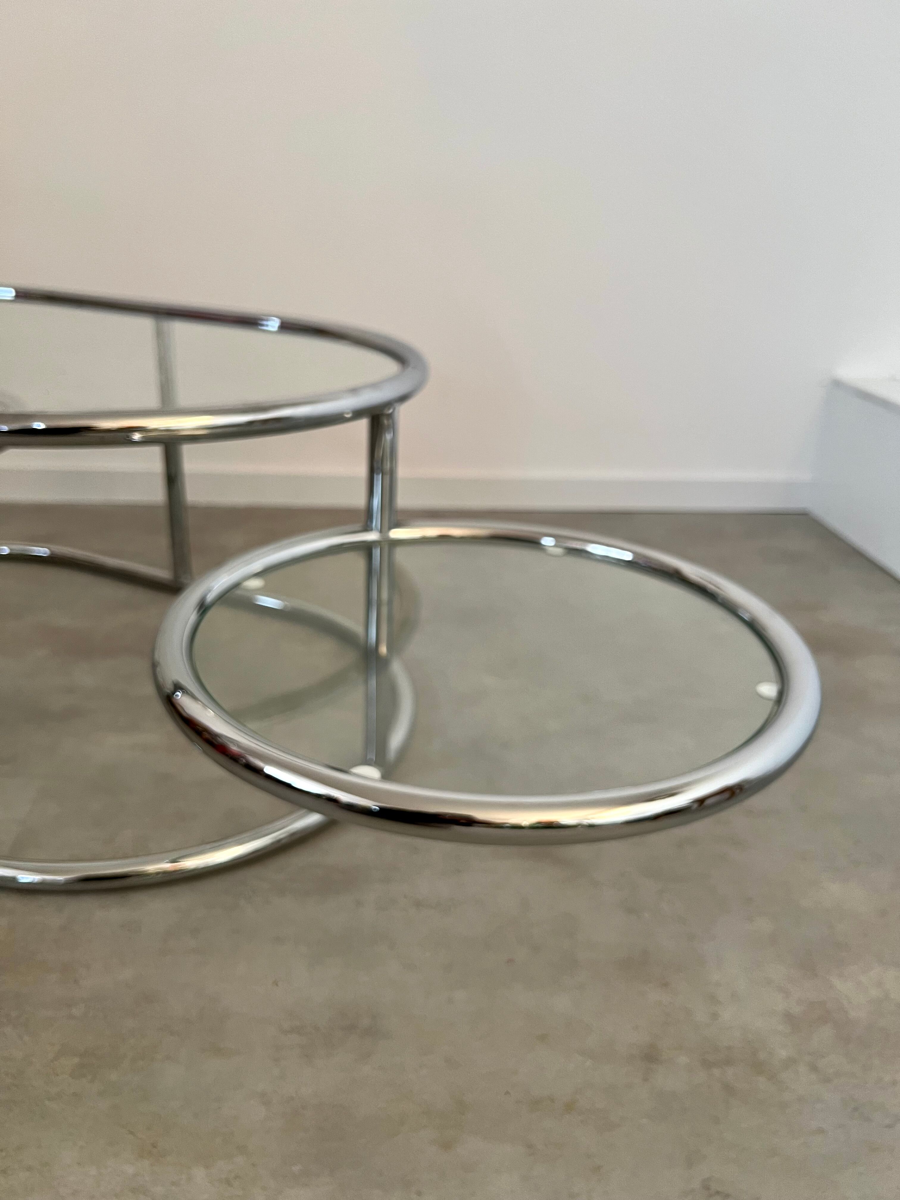 Vintage tubular coffee table glass top, Italian design of the 70s