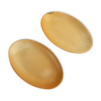 2 oval plates gres village France
