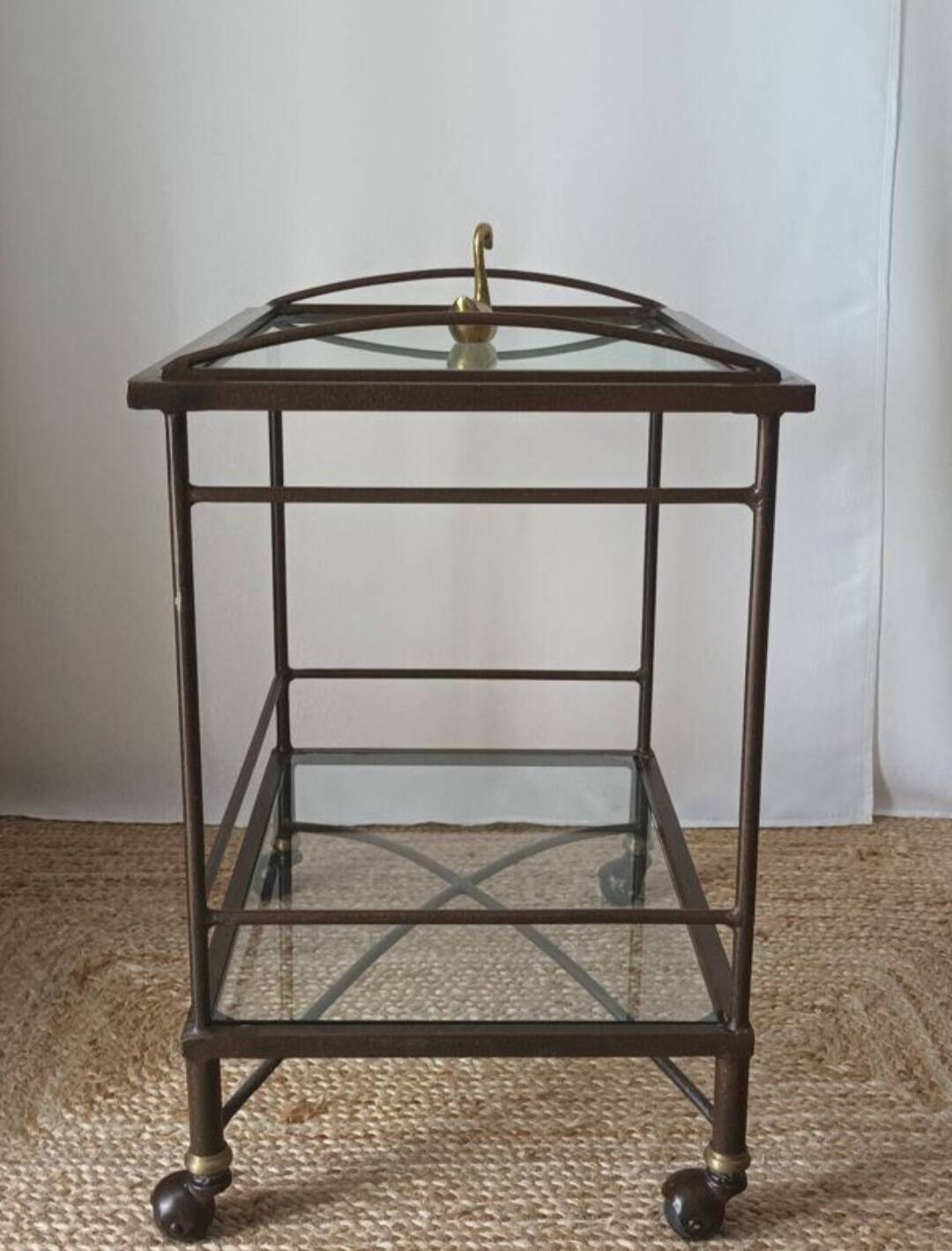 Vintage metal and glass serving cart