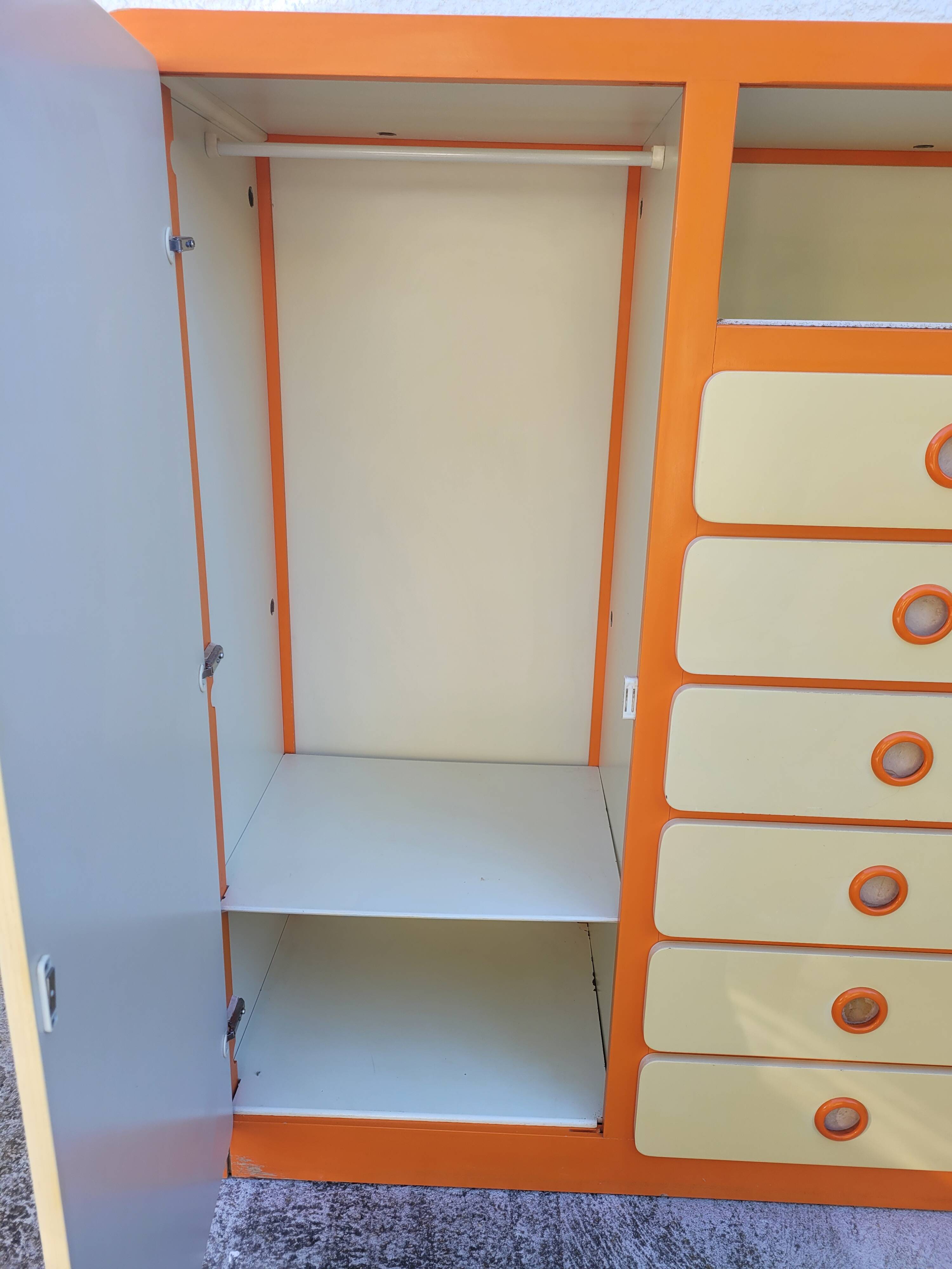 Vintage wardrobe and chest of drawers from the 1970s
