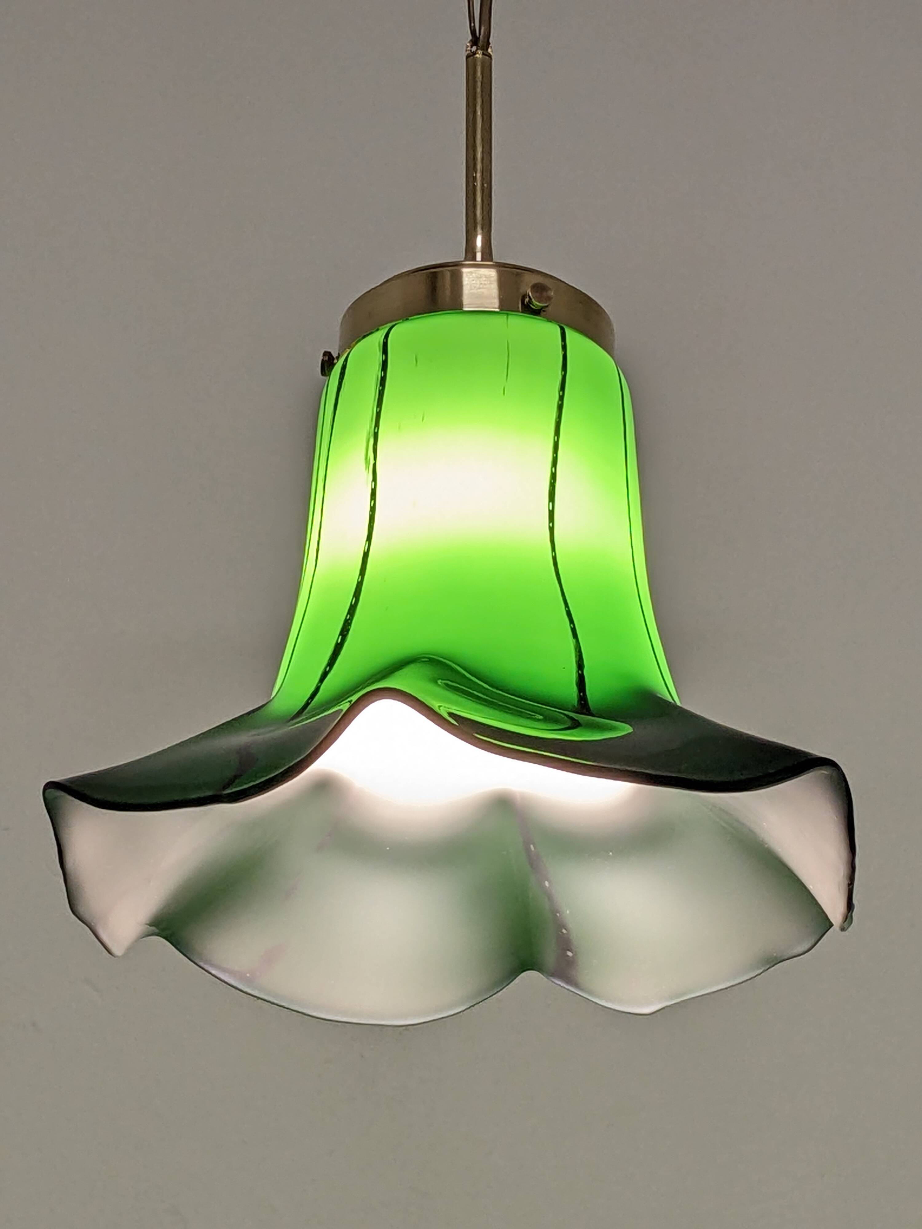 Art Nouveau style Murano glass pendant light, Italy circa 1950