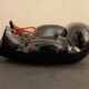 Ashtray or empty pocket in black ceramic, boxing glove JC. Peire, 1970