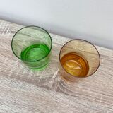 Set of orange and green tinted glasses made in Poland