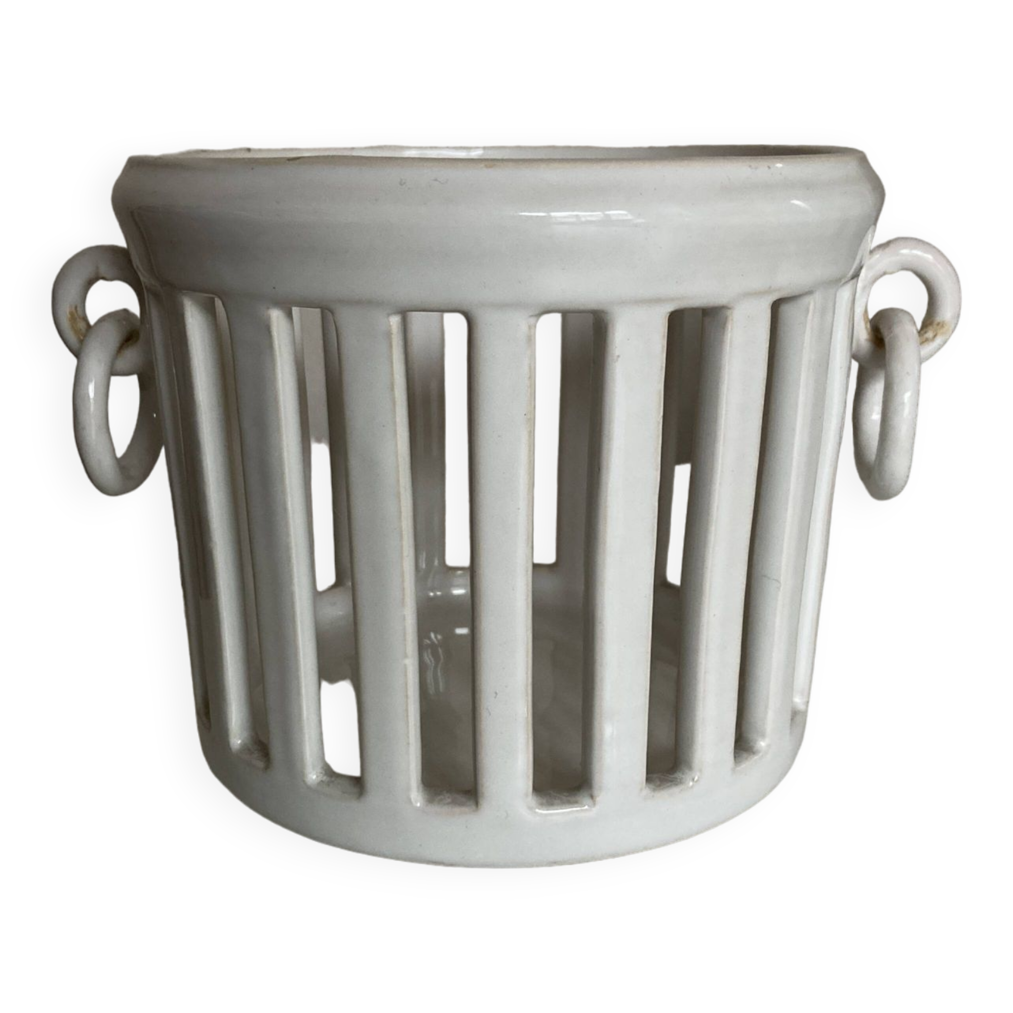 Cache pot directoire néo classique Moustier blanc 1950