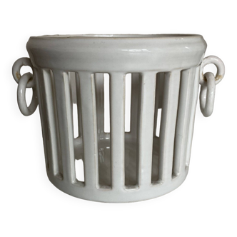 Cache pot directoire néo classique Moustier blanc 1950