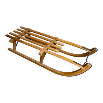 Vintage Davos wooden & metal sled for winter sports