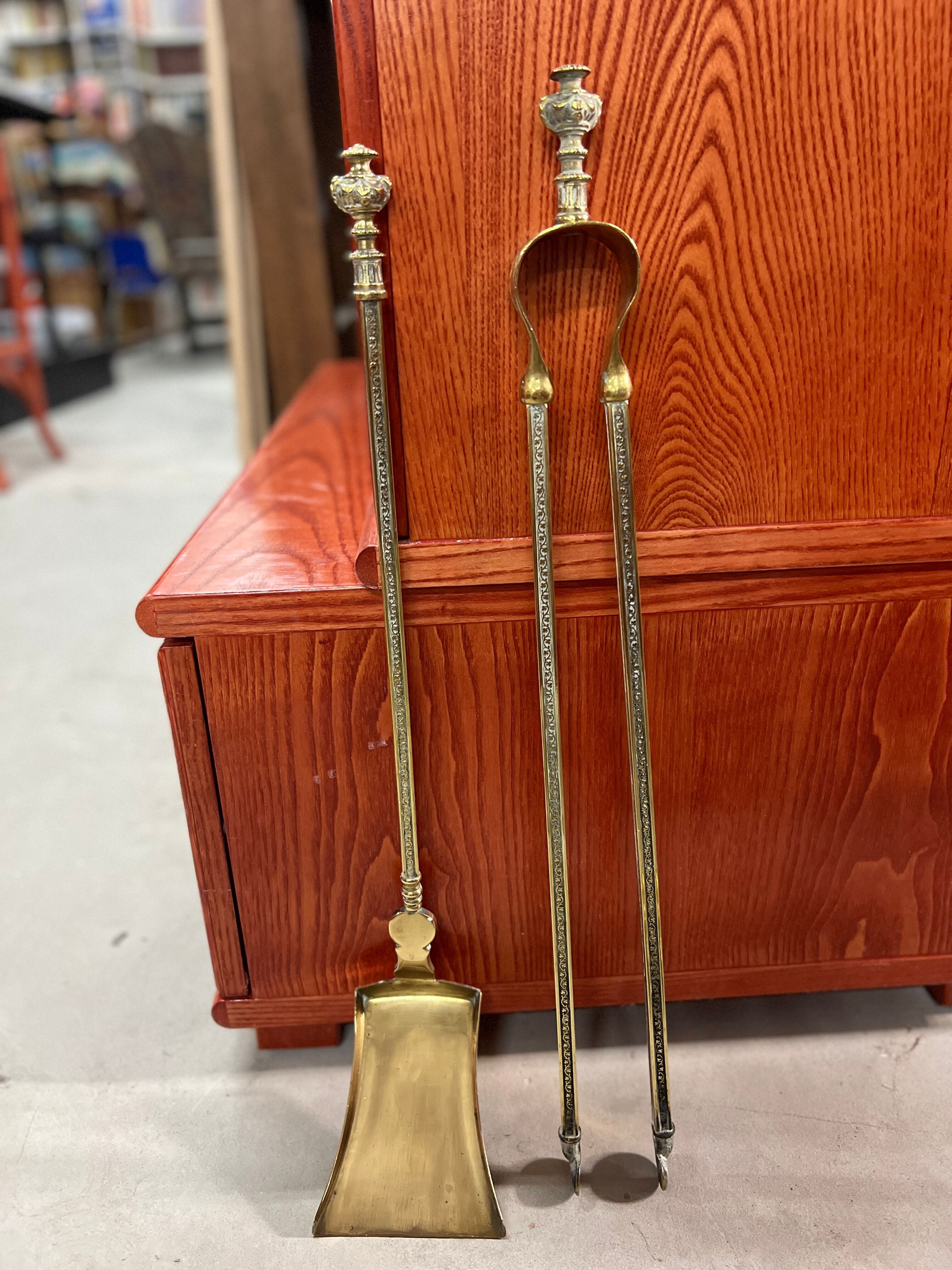 Vintage brass fireplace servant