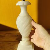 Antique twisted marble lamp base - white stone lamp