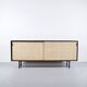 Enfilade florence knoll model 116 wood leather and raffia 1960